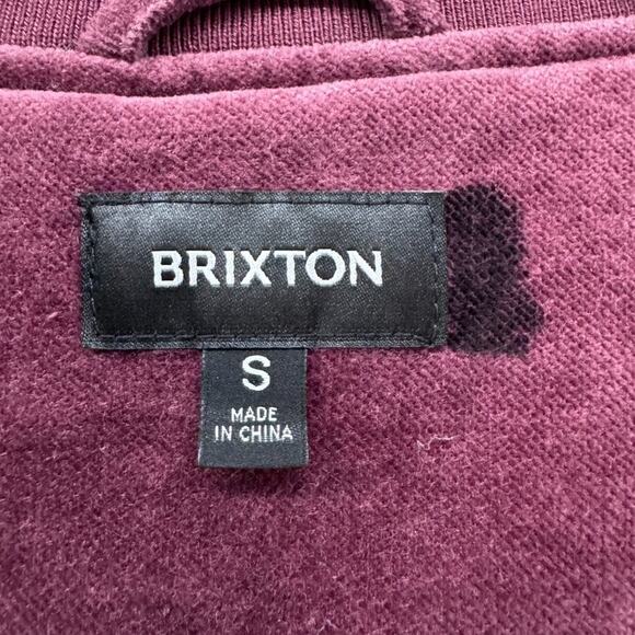 Brixton Coat Mens S Burgundy Dillinger Bomber Jacket Snap Button Front Military - Picture 3 of 13